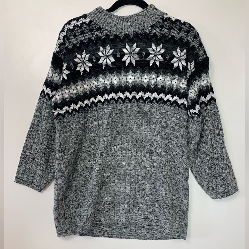 Carol Reed Womens Nordic Snowflake Sweater Mock Neck Ribbed Lg? Cozy Cabincore
